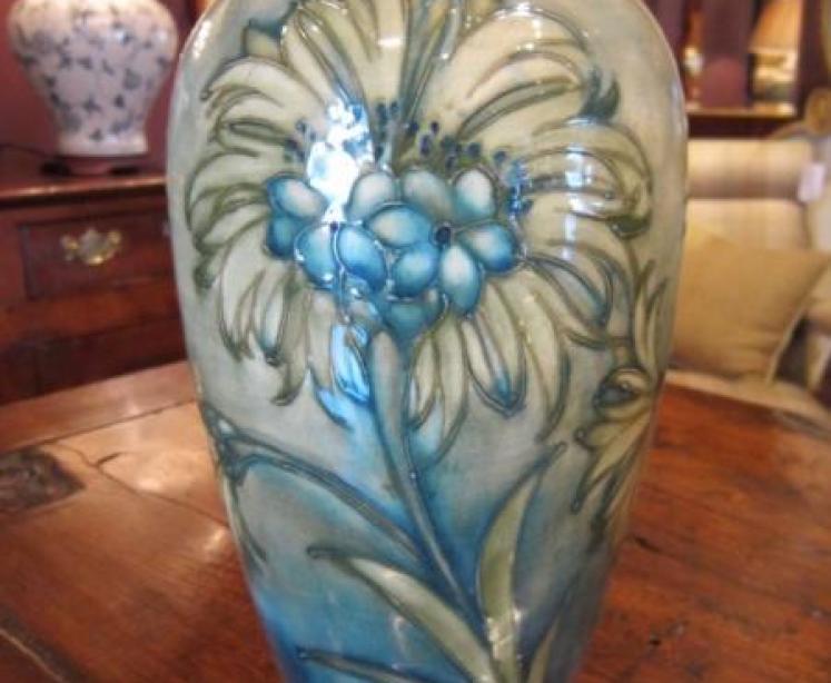 Rare Moorcroft Cornflower on Celandon Vase - Image 1