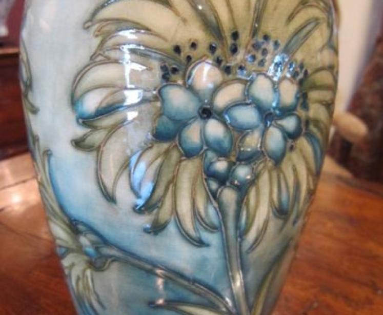 Rare Moorcroft Cornflower on Celandon Vase - Image 2