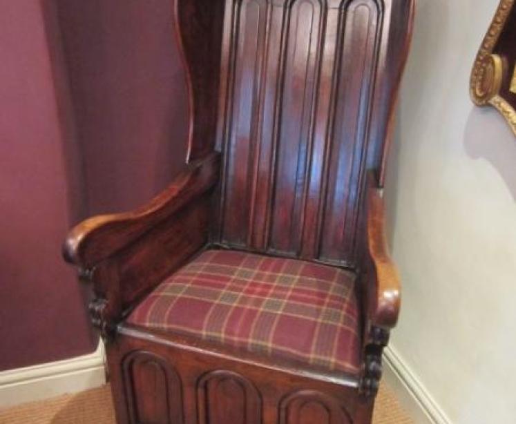 Superb Georgian Oak Panelled Lambing Armchair - Image 1