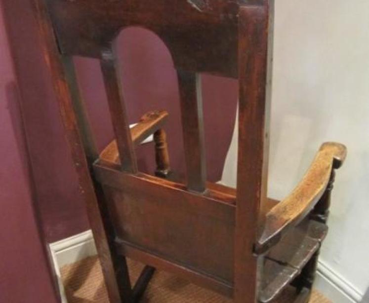 Unusual Early 18th Century Oak Wainscot Armchair - Image 5