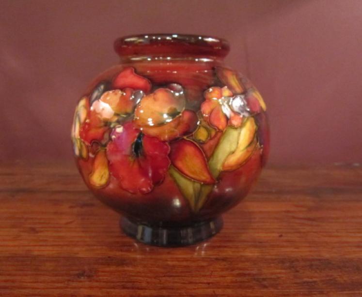 Moorcroft Flambe Slipper Orchid Globular Vase - Image 1