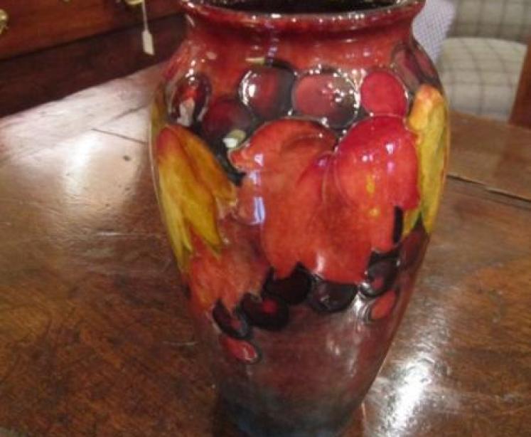 Moorcroft Leaf & Berries Speckled Flambe Vase - Image 1