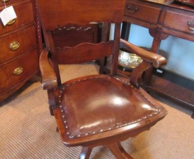 Arts & Crafts Period Mahogany Swivel Desk Chair - Image 1