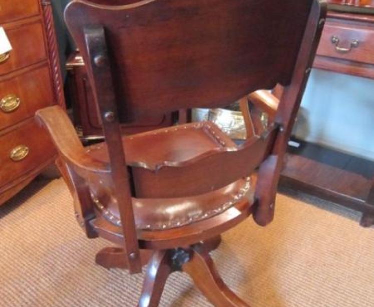 Arts & Crafts Period Mahogany Swivel Desk Chair - Image 5