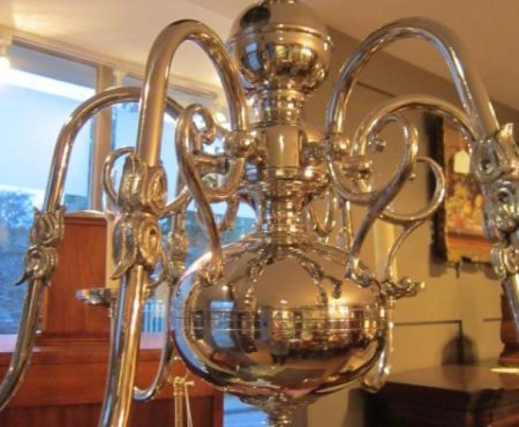 High Quality Edwardian Nickel Plated Chandelier - Image 4