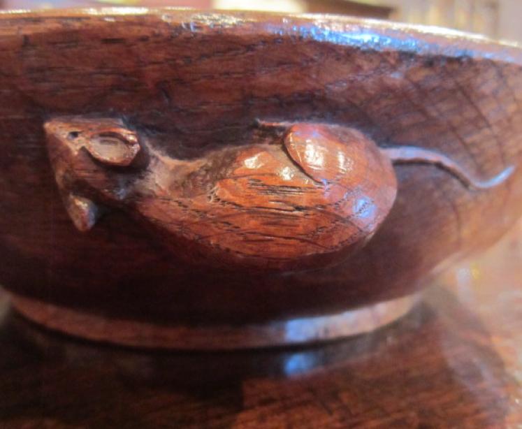 Early Mouseman Adzed Oak Fruit Bowl - Image 4
