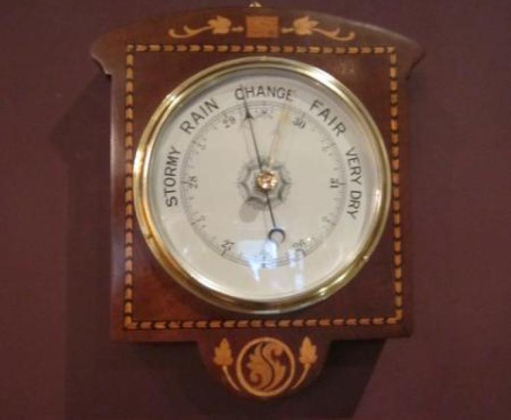 Top Quality Edwardian Sheraton Inlaid Barometer - Image 3