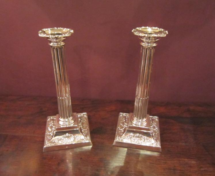 Superb Pair of Victorian Corinthian Silver Candlesticks - Image 1