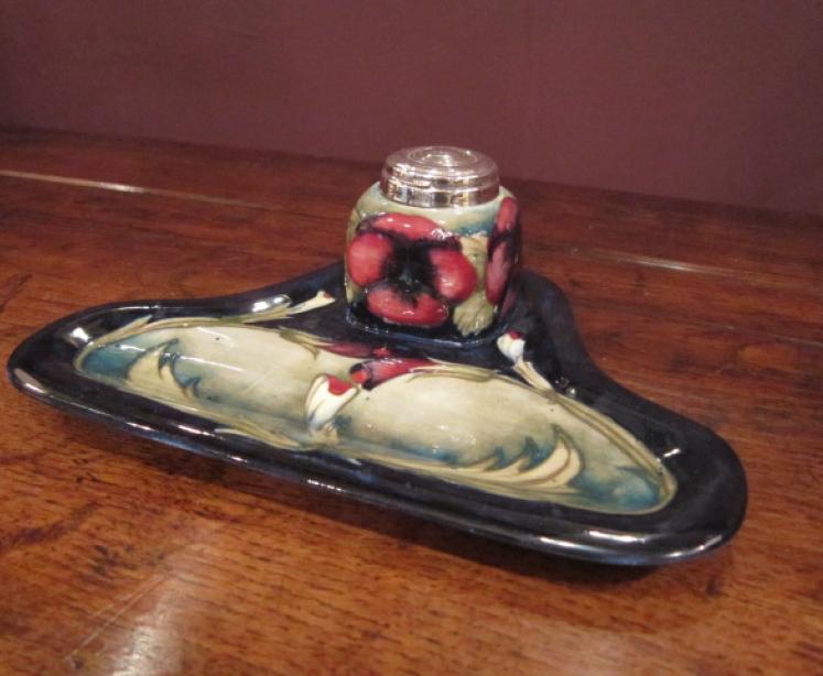 Rare Moorcroft Pansy Pen & Ink Stand - Image 1