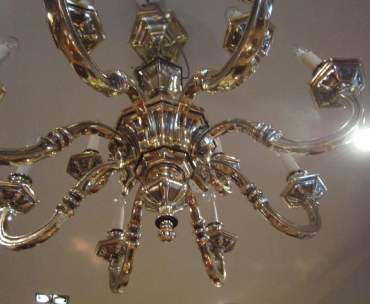 Impressive Edwardian Bronze Two Tier Chandelier - Image 2