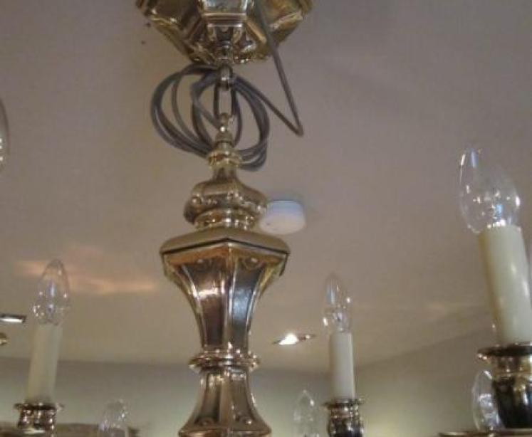 Impressive Edwardian Bronze Two Tier Chandelier - Image 5