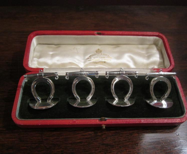 Rare Boxed Set of Edwardian Silver Menu Holders - Image 1