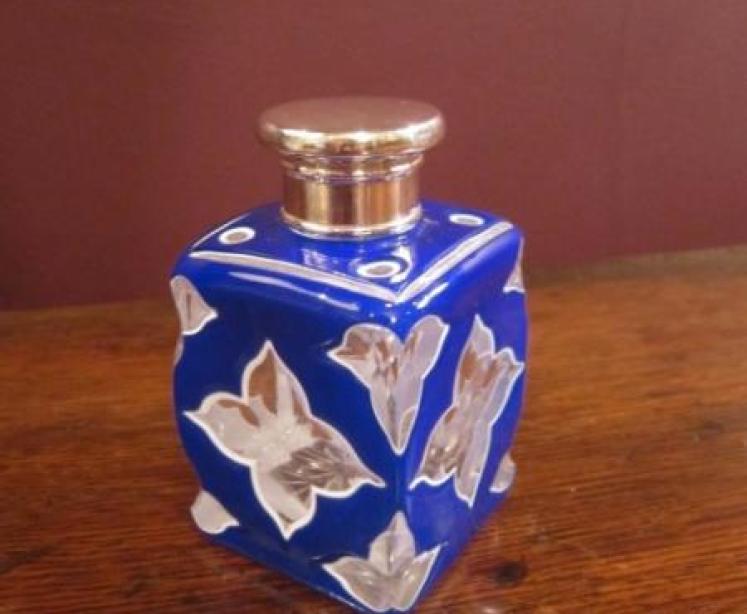 Top Quality Victorian Silver Overlay Glass Scent - Image 1