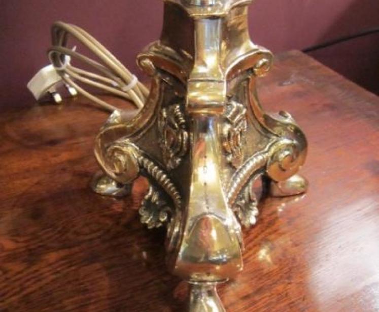 Pair of Victorian Rococo Candlestick Lamps & Shades - Image 2