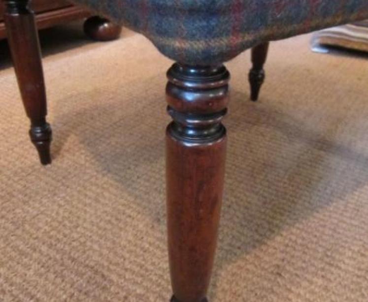 Early Victorian Upholstered Mahogany Legged Stool - Image 3