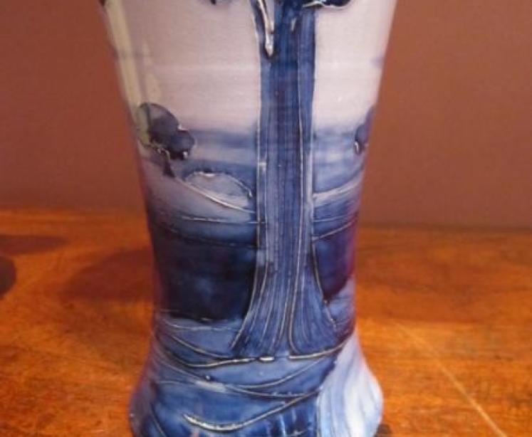 Rare McIntyre Moorcroft Hazeldene Blue Vase - Image 2