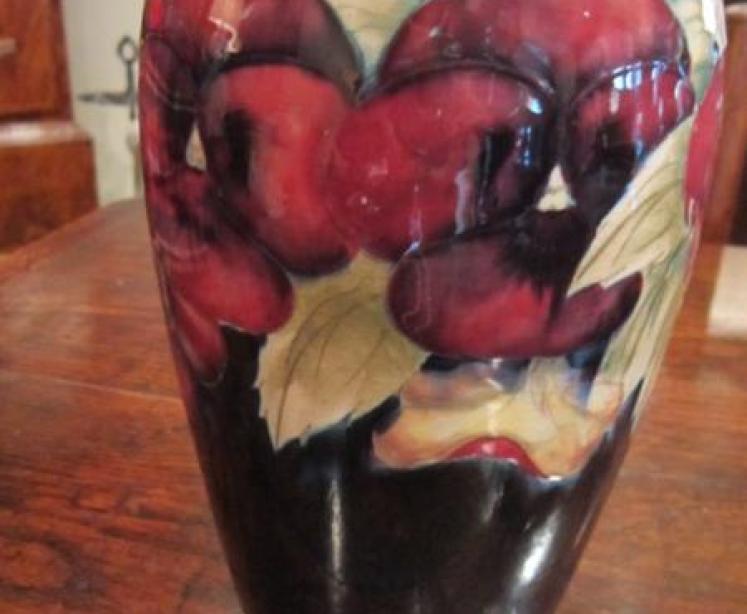 Early Moorcroft Pansy on Grey Top Vase - Image 2