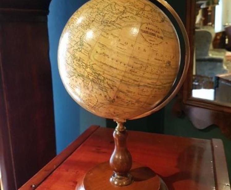 1920`s Phillips 6" Plaster Globe On Walnut Base - Image 1