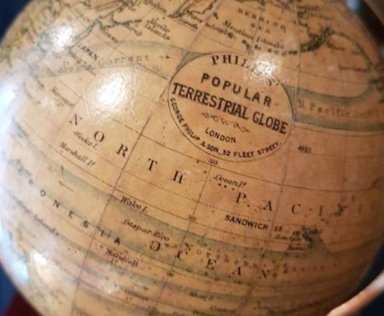 1920`s Phillips 6" Plaster Globe On Walnut Base - Image 2