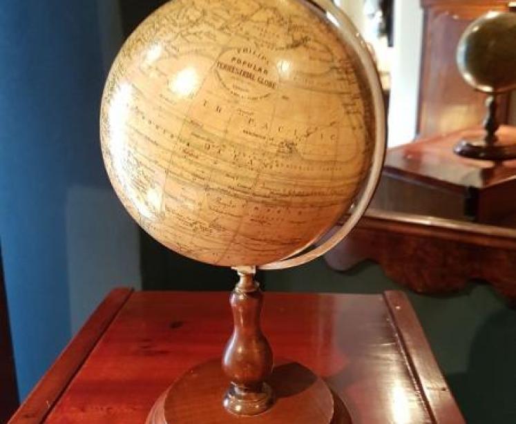 1920`s Phillips 6" Plaster Globe On Walnut Base - Image 3