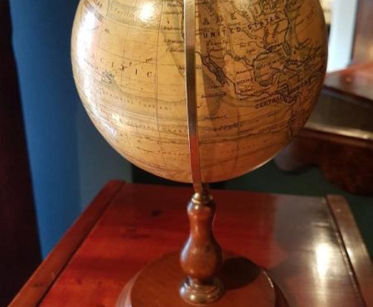 1920`s Phillips 6" Plaster Globe On Walnut Base - Image 5