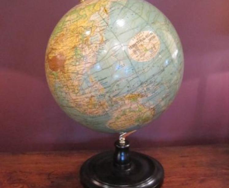 Large Phillip's 14" Plaster Terrestrial Globe - Image 1
