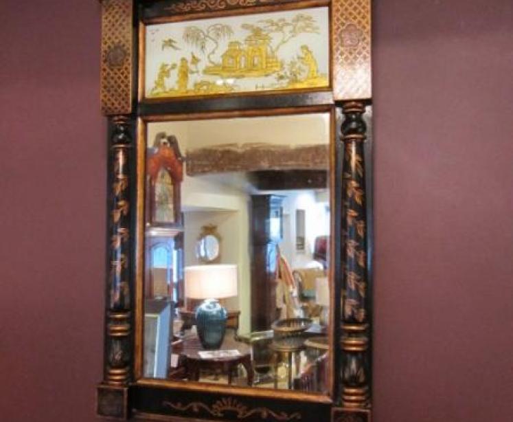 Top Quality 19th Century Japanned Pier Glass Mirror - Image 1