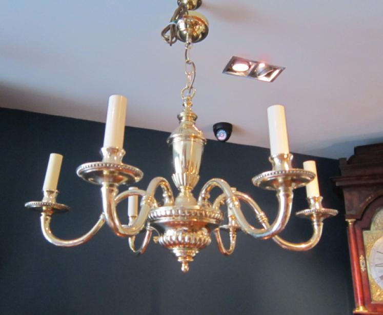 Edwardian Cast Brass Classical Style Chandelier - Image 1