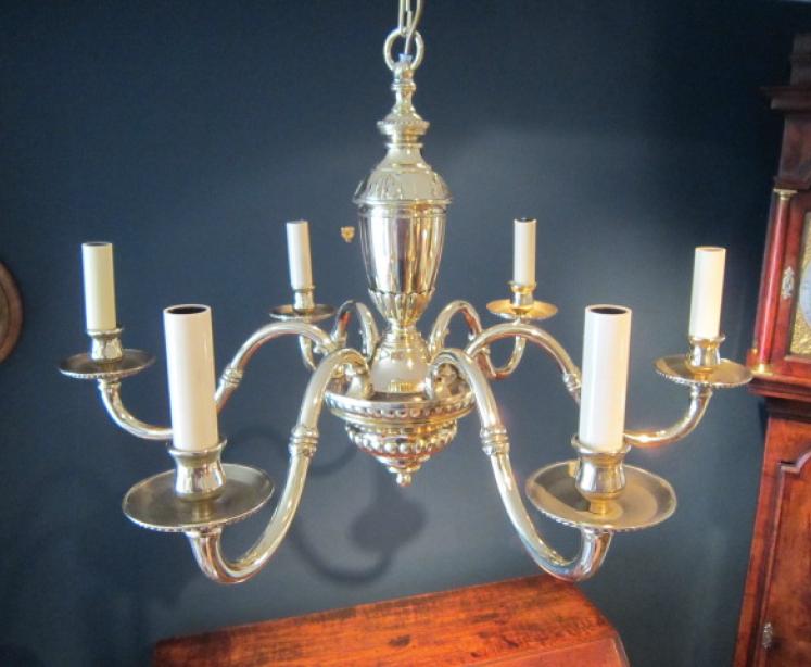 Edwardian Cast Brass Classical Style Chandelier - Image 5