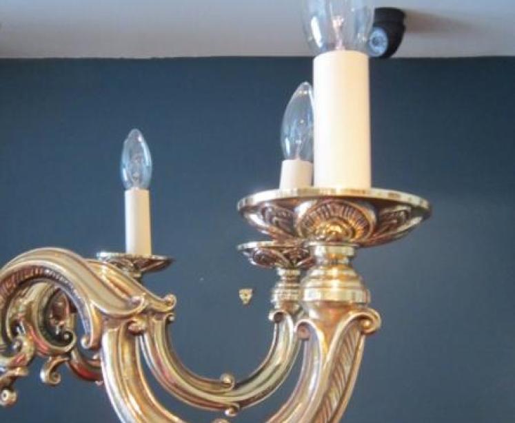 Superb Art Nouveau Cast Bronze Chandelier - Image 4