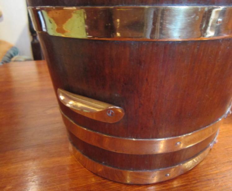 Mid Victorian Oak & Brass Bound Coal Bucket - Image 3