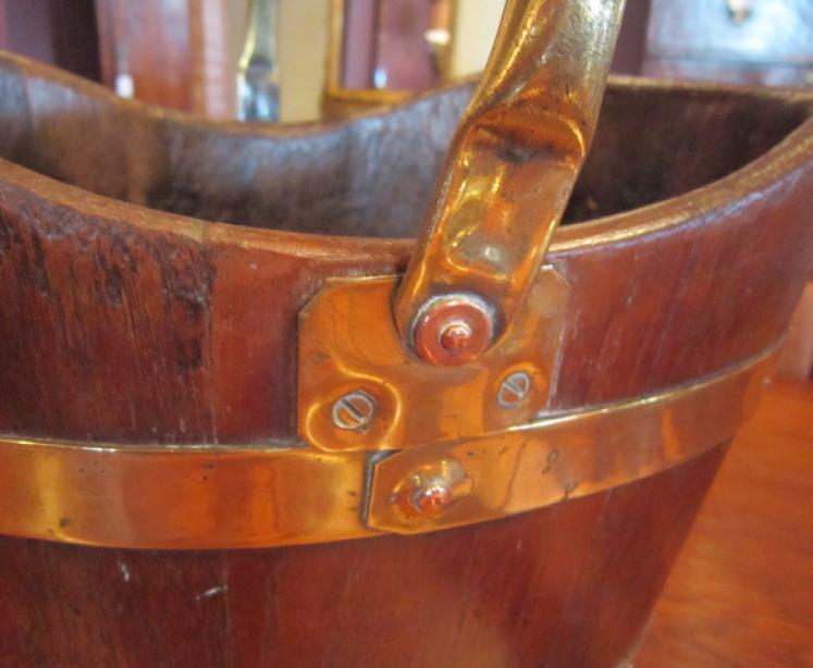 Mid Victorian Oak & Brass Bound Coal Bucket - Image 5