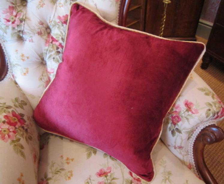 Maroon Velvet Embroidered Crest Cushion - Image 2