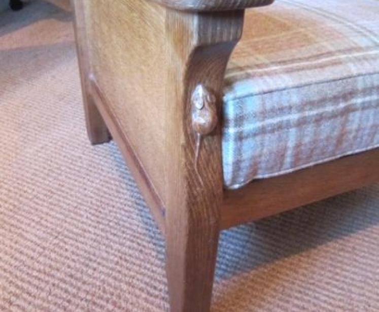 1950's Mouseman Adzed Oak 'Smoker's' Armchair - Image 2