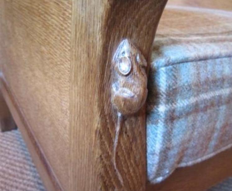 1950's Mouseman Adzed Oak 'Smoker's' Armchair - Image 5