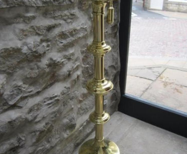 Large Victorian Brass Floor Standing Church Candlestick - Image 1