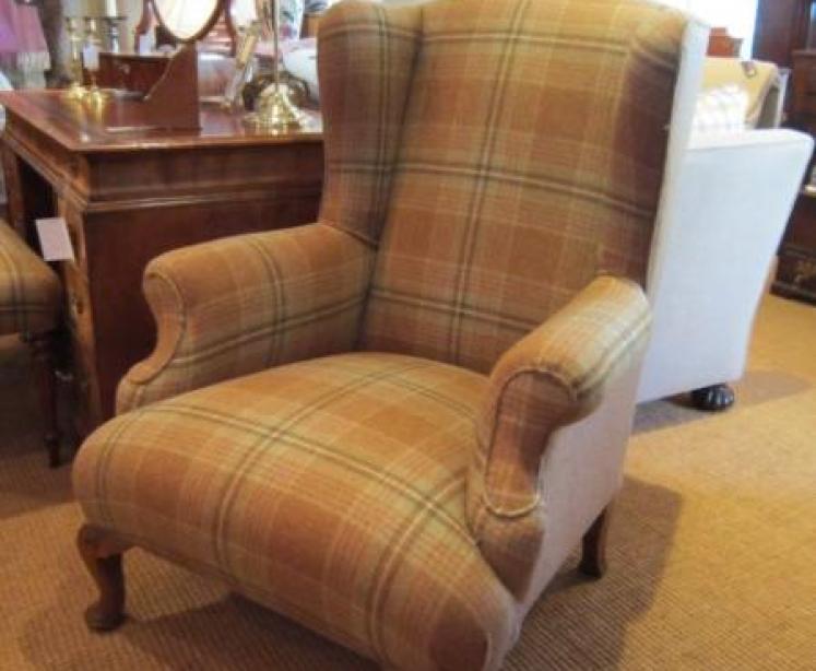 Very Comfortable Victorian Upholstered Wing Armchair - Image 1