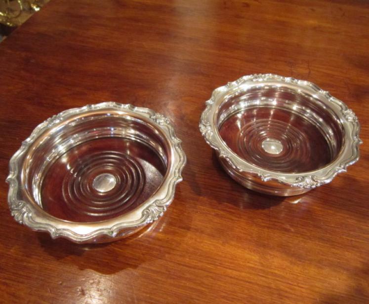 Large Pair of Early Victorian Silver Centre Wine Coasters - Image 1