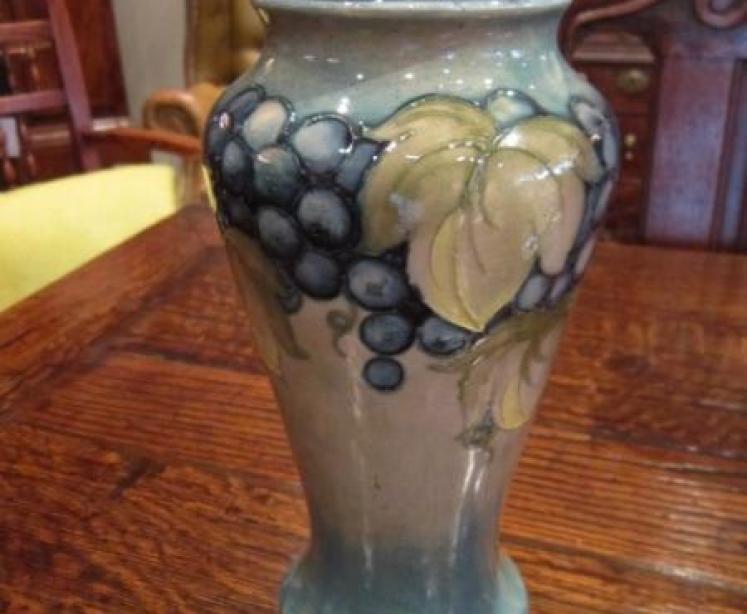 Moorcroft Leaf & Berries on Celadon Vase - Image 1