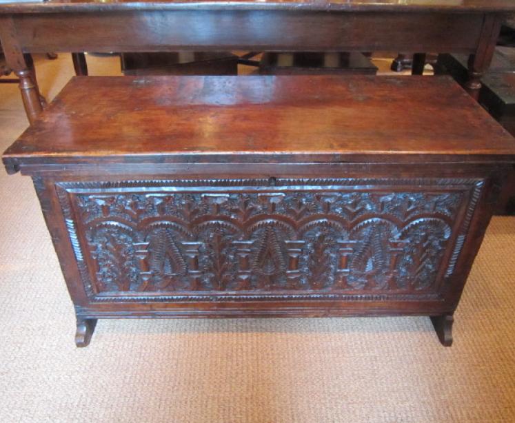 Stunning Charles II Period Walnut Six Plank Coffer - Image 1