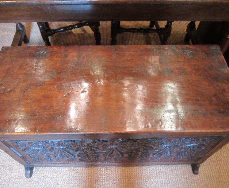 Stunning Charles II Period Walnut Six Plank Coffer - Image 2