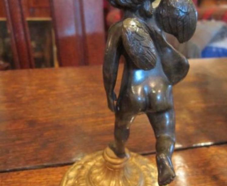Pair of Mid Victorian Bronze Cherub Candlesticks - Image 3