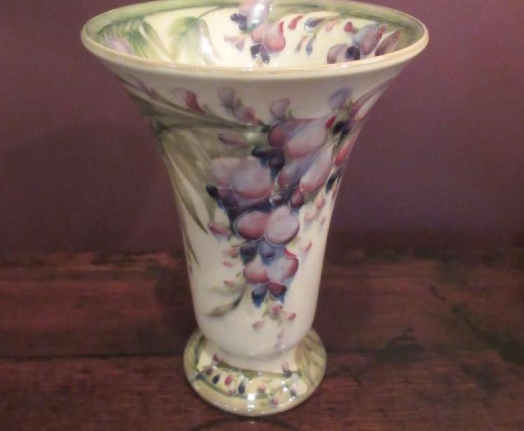 Rare & Impressive Moorcroft Wisteria on White Vase - Image 1