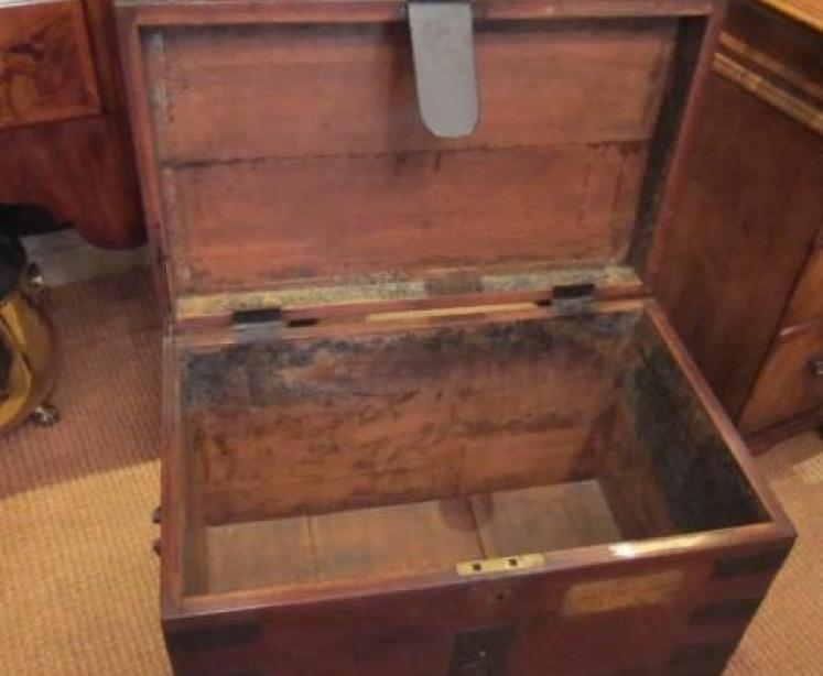 Superb Regency Period Oak & Steel Bound Trunk - Image 4