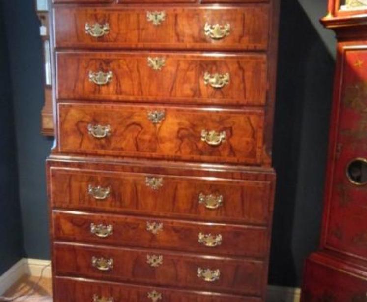 Outstanding George II Walnut Secretaire Chest on Chest - Image 2