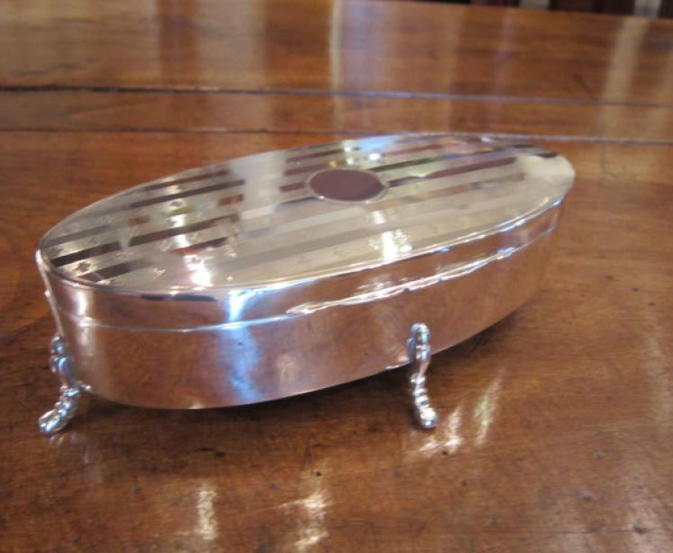 Fine George V Period Silver Oval Shaped Jewel Box - Image 1