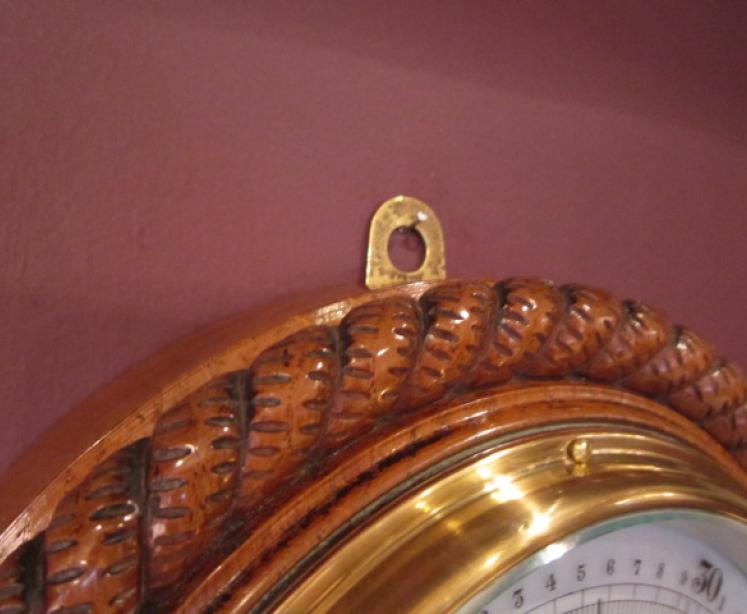 Superb Mid Victorian Polished Oak Ship's Barometer - Image 4