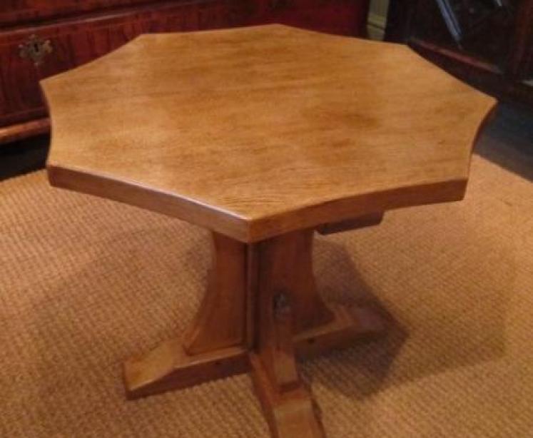 Mouseman Adzed Oak Octagonal Coffee Table - Image 1