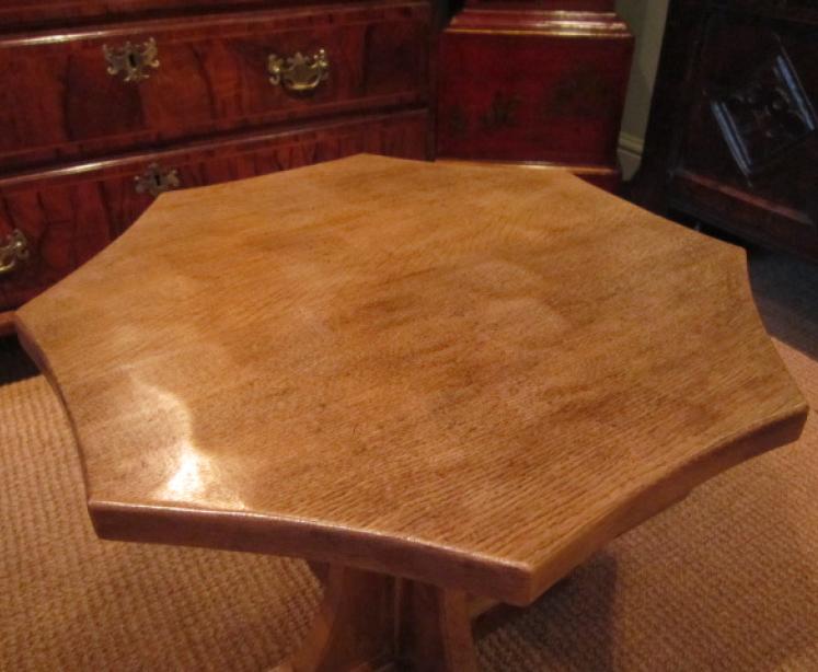 Mouseman Adzed Oak Octagonal Coffee Table - Image 4