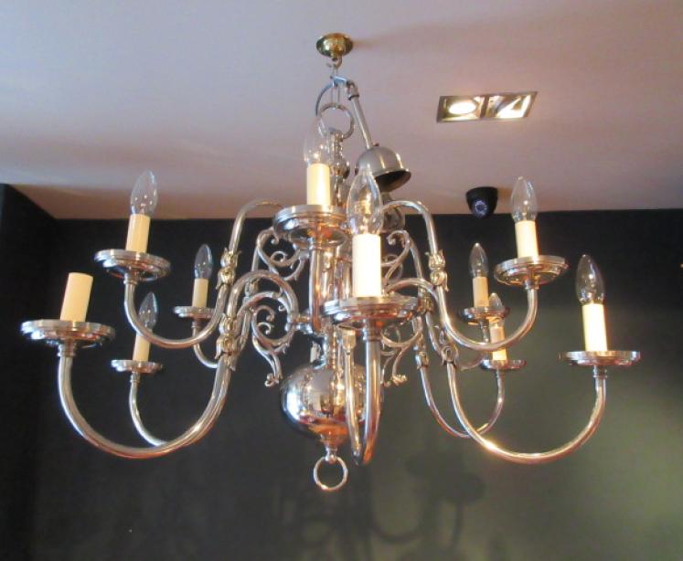 Superb Edwardian Nickel Plated Two Tier Chandelier - Image 1